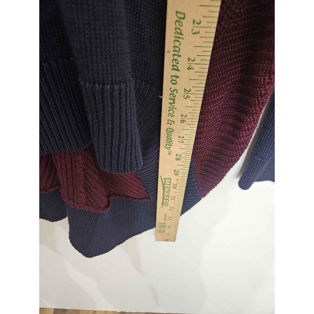 Lauren Ralph Lauren Navy Blue Burgundy Colorblock Knit Sweater Womens Large - Picture 4 of 5